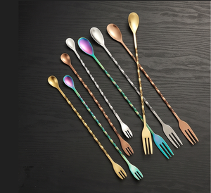 Agitateurs à cocktails élégants en acier inoxydable avec poignée torsadée, outils de bar modernes pour mélanger les boissons, cuillère à mélanger réutilisable - Product Image 1