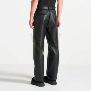 Pantalones de Cuero Negros Clásicos para Hombre, Cintura Baja con Bolsillo, Diseño Nuevo Personalizado para Club Nocturno - Product Image 3