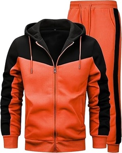 Survêtement unisexe rouge avec bandes blanches, fermeture éclair intégrale, style sportif pour adultes, idéal pour l'automne, respirant, poches latérales - Product Image 4