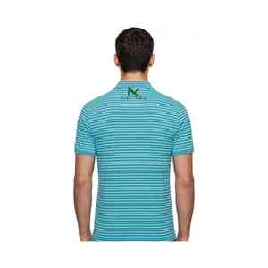 เสื้อโปโลลายทางยูนิเซ็กส์ NEXTEX สีเขียวน้ำเงิน แขนสั้น คอปกติดกระดุม ทรงคลาสสิก - Product Image 2