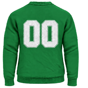 Custom Kelly <b>Green</b> <b>Men</b> Crew Neck Sweater Long Sleeve Warm Knit Pullover Casual Winter <b>Jumper</b> Ribbed Cuffs with Raised Chest - Product Image 2