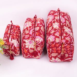 Handmade Luxury Eco-Friendly Large Cotton Quilted Multicolor Cosmetic <b>Makeup</b> Bag Wholesale <b>Organizer</b> Skin Care Storage - Product Image 1