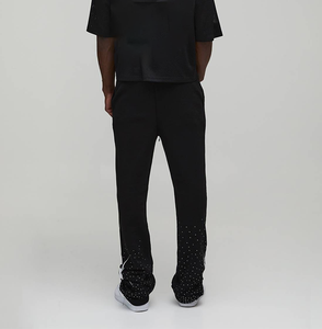 Pantalones Deportivos Personalizados de Felpa Francesa con Estampado 3D en Relieve para Hombre, con Decoración de Pedrería, Algodón Sostenible, Cintura Alta, Estilo Deportivo - Product Image 2