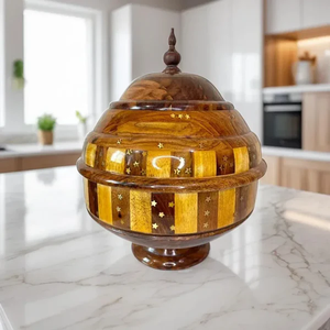 Cuenco de madera para servir comida caliente con interior de acero inoxidable, para uso doméstico, en la cocina, catering, buffet y comedor, con cuenco interior de acero extraíble. - Product Image 6