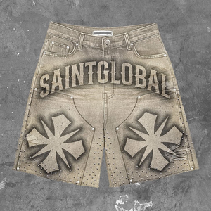 Ensemble short et t-shirt sans manches pour homme SAINTGLOBAL, col rond, imprimé par transfert thermique, respirant, style décontracté, style streetwear, été - Product Image 3
