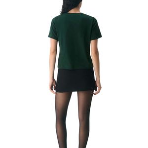 Women Dark Green Cotton T Shirt Casual Loose Fit Short Sleeve Crew Neck Tee OEM ODM Manufacturer Custom Wholesale Bulk New - Product Image 2