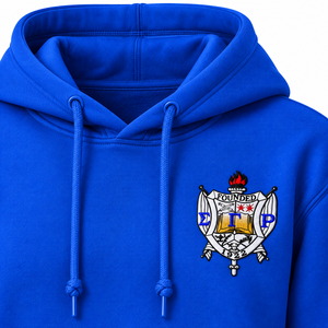 Sudadera con Capucha Azul Rey para Mujer, con Diseño de Emblema Multicolor Pequeño en el Pecho, Manga Larga y Cordón Ajustable - Product Image 5