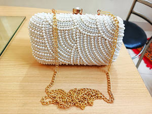 Luxury Handmade <b>White</b> Pearl Beaded <b>Clutch</b> <b>Bag</b> <b>for</b> Evening Bridal <b>Wedding</b> Party Purse Elegant Designer Handbag OEM Custom - Product Image 2