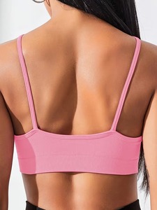 Seamless High Support Halter Neck Sports Bra Crisscross Cami Strap Workout <b>Crop</b> <b>Top</b> Ribbed Underband Yoga Gym Vest Spandex/Nylon - Product Image 2
