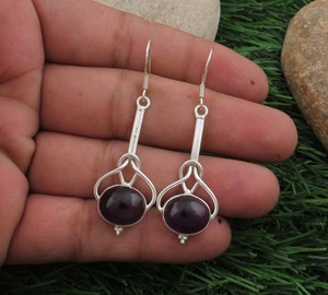 925 Sterling Silver Red Garnet Garnet Dangle <b>Earrings</b> Natural Red Gemstone Drop <b>Earrings</b> <b>Handmade</b> Fine Jewelry Wholesale for Ret - Product Image 1
