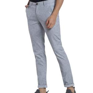 กางเกงชิโนสีเทาผู้ชายกางเกงผ้าฝ้ายลายไมโครผ้ามีพื้นผิวทรงสลิมฟิตกางเกงลำลองชายสวมใส่ได้หลากหลาย - Product Image 3