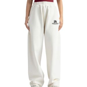 <b>Women's</b> White <b>Harem</b> <b>Pants</b> High Waist Loose Fit Full Length Casual Cotton Embroidery Logo Solid - Product Image 3