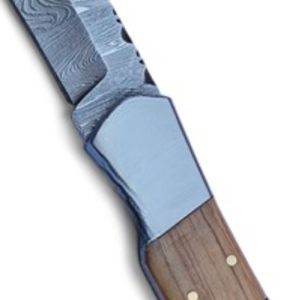 Handmade <b>Outdoor</b> Folding Knives Damascus <b>Steel</b> Blade Durable Ergonomic Handle with Leather Carry Sheath for Hunting Camping - Product Image 4