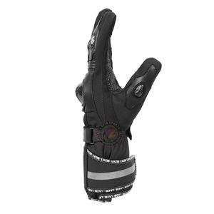 Gants de moto professionnels imperméables à manchette longue, en textile et cuir, avec protection des jointures, réfléchissants, coupe-vent, pour la conduite hivernale - Product Image 4