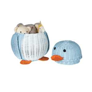 Rattan Penguin Toy Storage <b>Basket</b> Bin For Children Bedroom Nursery Room <b>Wicker</b> Penguin Animal Wholesale - Product Image 1