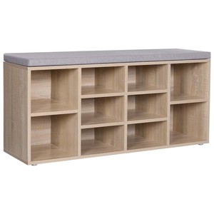 Banco de almacenamiento de zapatos de madera con asiento acolchado y cajón, organizador de zapatos para entrada con estantes abiertos para pasillo y dormitorio - Product Image 4