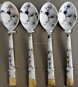 Juego de cucharas de té de metal plateado pulido espejo elegante de 4 vajilla fina para postres - Product Image 4