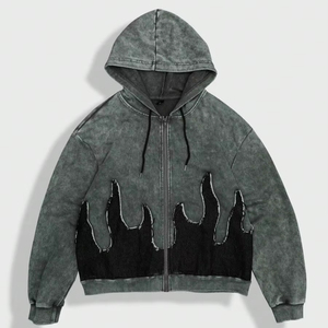 Sudadera con capucha para hombre, hombros caídos, estilo oversized, algodón grueso, forro polar, bordado estampado, estilo casual, streetwear. - Product Image 1