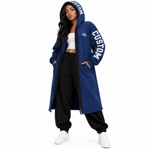 Casual Lounge Manufacturer Custom Women's Grey <b>Longline</b> <b>Hoodies</b> <b>Zip</b> Up Coat Tracksuit Oversized Cotton Fleece Pants Supplier - Product Image 4