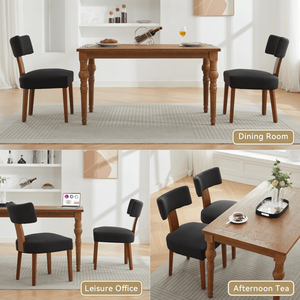 Set di 2 Sedie da Pranzo Moderne Senza Braccioli con Schienale Curvo in Tessuto di Lino e Gambe in Legno Massello per Sala da Pranzo, Soggiorno e Ristoranti - Product Image 4