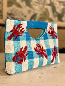 Sac à main rectangulaire lavable fait main ALI FASHION ART, broderie œil bleu, perles de verre, polyester, artisanat textile, usage quotidien - Product Image 3