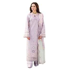 Venta Directa de Fábrica: Conjunto Salwar Kameez para Mujer con Bordado de Encaje y Cremalleras, 100% Algodón, Tela Lawn, Ropa Casual para Fiesta, Secado Rápido - Product Image 1