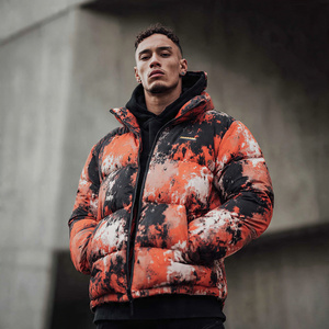 เสื้อแจ็คเก็ตพัฟเฟอร์คุณภาพสูงสำหรับผู้ชาย เสื้อแจ็คเก็ตพิมพ์ลายสำหรับฤดูหนาว คอตั้ง อุ่นสบาย - Product Image 1