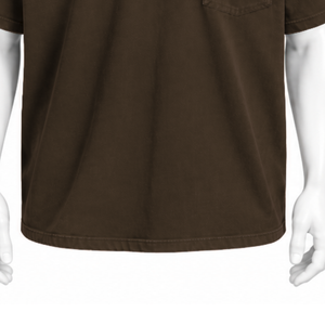 Dark Brown Weathered <b>Pocket</b> Tee Garment Washed Cotton Short Sleeve <b>T</b> <b>Shirt</b> Relaxed Fit Chest <b>Pocket</b> Vintage Casual Streetwear - Product Image 6