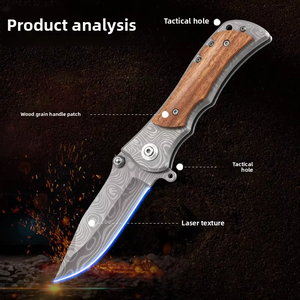 Cuchillo Plegable Táctico para Camping y Actividades al Aire Libre, Multifuncional, de Grado Industrial, con Patrón Damasco, Longitud Personalizable - Product Image 6