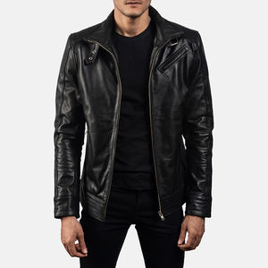 Veste en cuir véritable pour homme, noire, élégante, sur mesure, de qualité supérieure, vente en gros, OEM personnalisé - Product Image 3