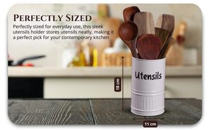 <b>Utensil</b> <b>Holder</b> Cylindrical White Minimalist <b>Kitchen</b> Storage Stand Durable Baking Paint Finish Single Tier - Product Image 2