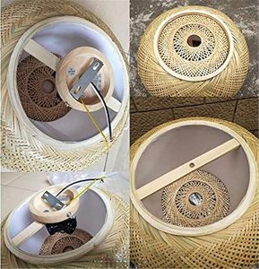 Lámpara de Techo de Bambú y Ratán al por Mayor, Lámpara Colgante Redonda Tejida a Mano, Pantalla de Iluminación LED para Comedor y Dormitorio, Decoración OEM ODM - Product Image 6