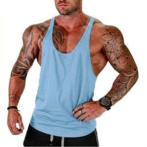 <b>Mens</b> 100 Percent Cotton Knitted Tank Top Sleeveless Gym Vest Printed Muscle Shirt Bodybuilding Workout Fitness <b>Singlet</b> Front - Product Image 4