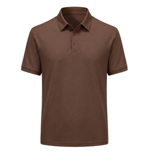 Polo à manches courtes pour homme, couleur marron unie, tissage Oxford, coupe classique - Product Image 1