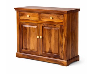 Buffet compact en bois massif, 2 portes, 2 tiroirs, petit meuble de rangement pour salon |   Artisanat Pindel - Product Image 2