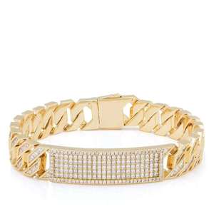 UrbanVrit CB28 18K Gold Plated Iced Out ID Cuban Link Bracelet with Moissanite Hip Hop Name Plate for <b>Men</b> - Product Image 2