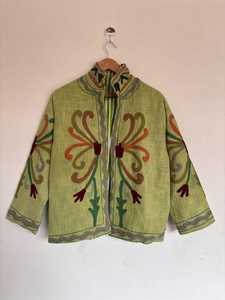 Chaqueta TNT verde única, chaqueta TNT de algodón bordada a mano, regalo para ella, abrigo étnico para mujer, vestidos casuales. - Product Image 1