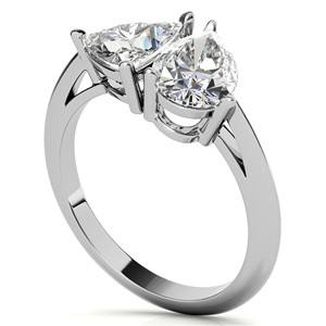 Anillo de compromiso de 2.75 quilates con corte de pera y corte trillón, moissanita VVS1, anillo Toi et Moi para ella, oro blanco de 14 quilates, estilo celebridad. - Product Image 4