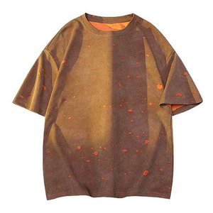 T-shirt décontracté homme 2026 de créateur, effet vieilli, couleur unie, léger, respirant, séchage rapide, coton écologique, logo personnalisé - Product Image 1