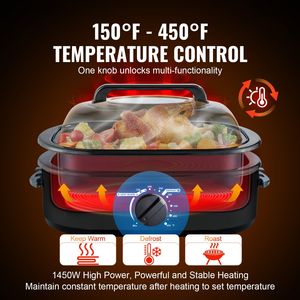 Forno Elettrico da Banco da 24 QT con Coperchio Autoriscaldante, 1450W, Funzioni Scongelamento e Mantenimento Caldo per Arrosto di Tacchino - Product Image 4