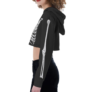 High Quality Women’s Premium Cropped Pullover Hoodie Custom <b>Skeleton</b> Graphic Print Long Sleeve Hooded Sweatshirt - Product Image 3