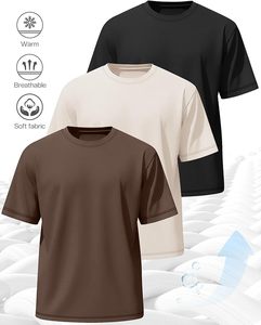 Camiseta de Algodón para Hombre, Estilo Nuevo, Manga Corta, Cuello Redondo, Color Sólido Informal, Transpirable, Ecológica, de Secado Rápido, Ajuste Holgado, para Uso Diario en Verano - Product Image 4
