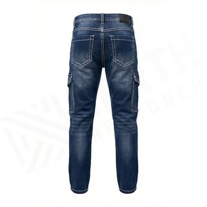 Pantalones Vaqueros Cargo de Mezclilla para Hombre, Corte Slim Fit, Lavado Oscuro, Algodón de Peso Medio, Estilo Casual Otoñal - Product Image 4