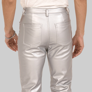 Overol Unisex Plateado con Recubrimiento de PU, Corte Recto, Cintura Alta Elástica, Bolsillos Laterales, Lona de Peso Medio, Estilo Invernal, Transpirable - Product Image 5