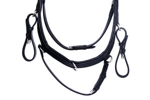 Brida de cuero inglés premium para caballo con frontal de cristal de diamantes de imitación, narquileras acolchadas y riendas de goma - Product Image 4