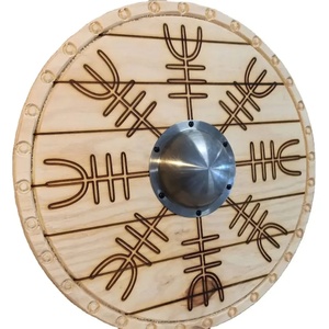 Bouclier Viking en bois avec motif celtique, centre en acier, 24 pouces, fait main, qualité DIY, personnalisable, bouclier rond décoratif - Product Image 1