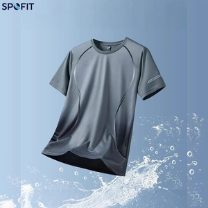 Camiseta Deportiva de Manga Corta para Hombre SPOFIT, Color Degradado, Absorbe la Humedad, Secado Rápido, Cuello Redondo, Top Deportivo de Verano - Product Image 5