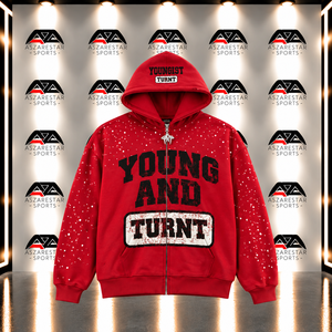 Sudadera con capucha y cremallera para hombre, diseño gráfico personalizado, estampado digital de invierno, estilo oversize, streetwear desgastado, diseño con salpicaduras de pintura - Product Image 1