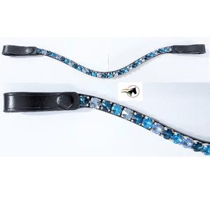 Diadema Profesional de Cuero con Cristales Rivoli de 10 mm, Duradera y Brillante, Accesorios Ecuestres de Calidad para Espectáculos - Product Image 1