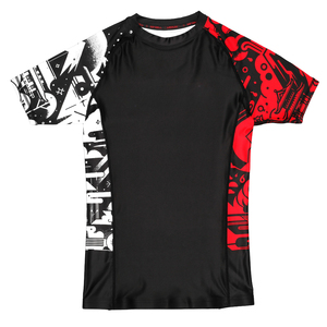 เสื้อรัดรูปแขนสั้นแบบยูนิเซ็กซ์ สีดำ แดง ขาว พิมพ์ลายแบบซับลิเมชั่น ระบายอากาศได้ดี แห้งเร็ว ผ้าโพลีเอสเตอร์ 220 กรัม เสื้อกีฬา - Product Image 3